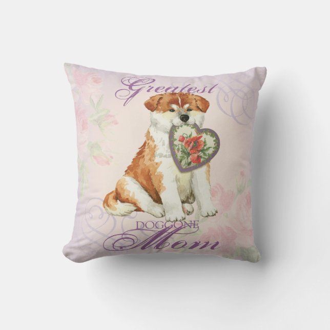 Cojín Decorativo Akita Heart Mom (Anverso)