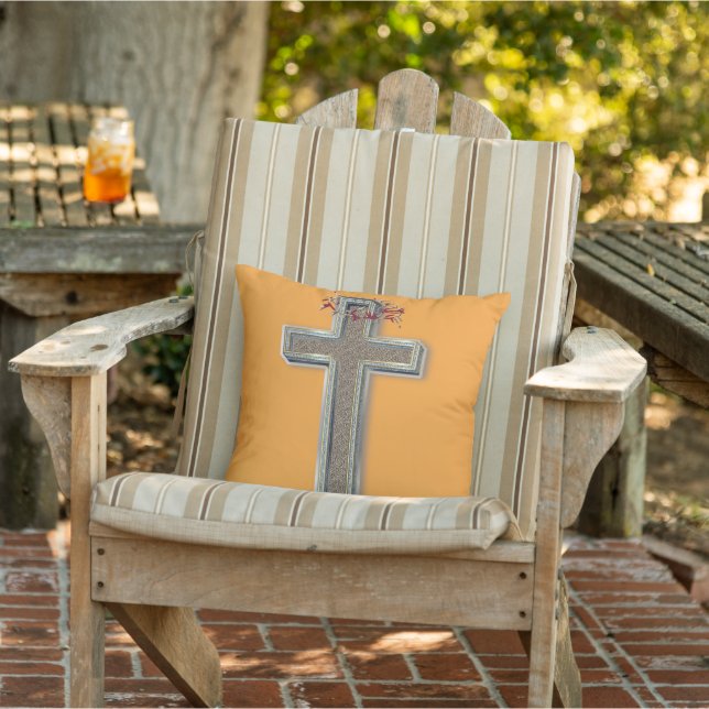 Cojín decorativo al aire libre con fondo Naranja (Silla)