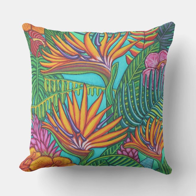 Cojín decorativo al aire libre de gemas tropicales (Anverso)