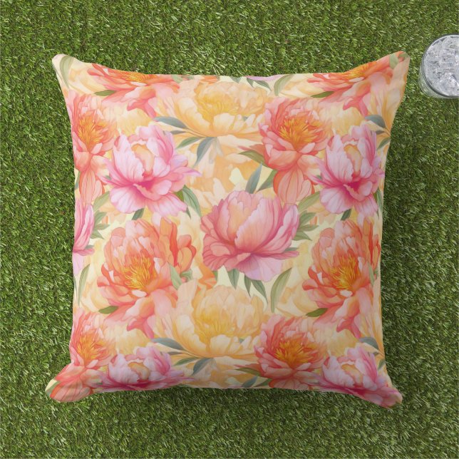 Cojín decorativo al aire libre Peony Flowers (Césped)