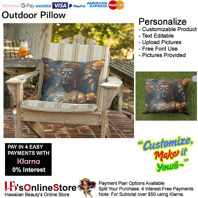Cojín decorativo al aire libre ultraconservador Bu (Buddha Ultra Cozy Outdoor Throw Pillow.)