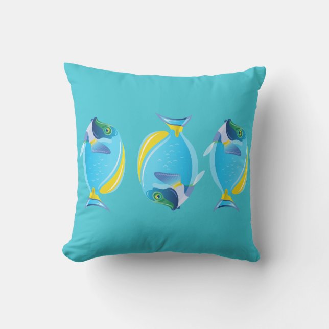 Cojín decorativo al aire libre y peces tropicales (Anverso)