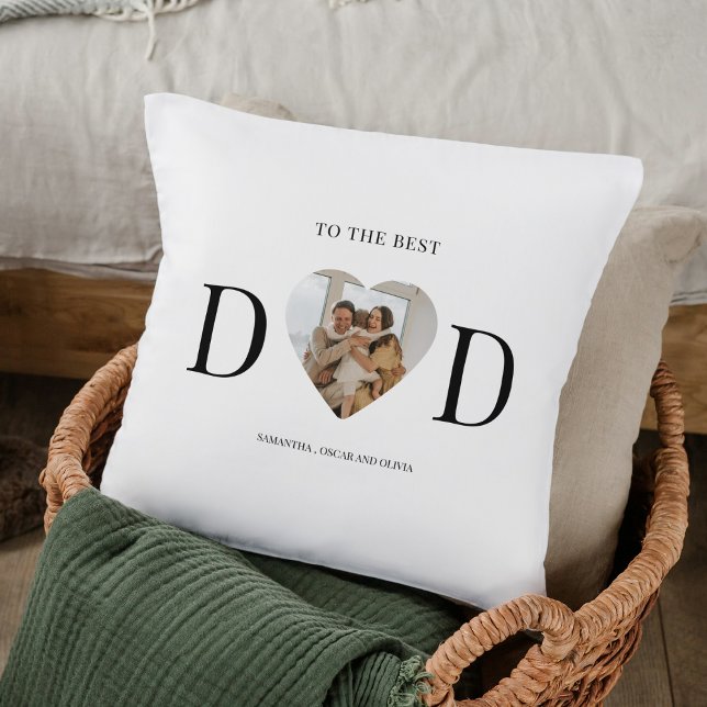 Cojín Decorativo Al mejor corazón fotográfico personalizado de papá (Subido por el creador)