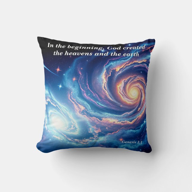 Cojín Decorativo Al principio, Dios y el Verso de la Creación (Anverso)