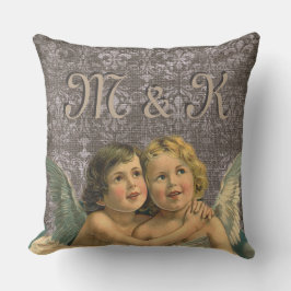Cojín Decorativo Ala adorable del Victorian de los pares del ángel