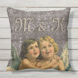 Cojín Decorativo Ala adorable del Victorian de los pares del ángel