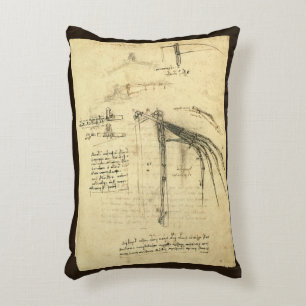 Cojín Decorativo Ala de Leonardo da Vinci en el boceto de la máquin