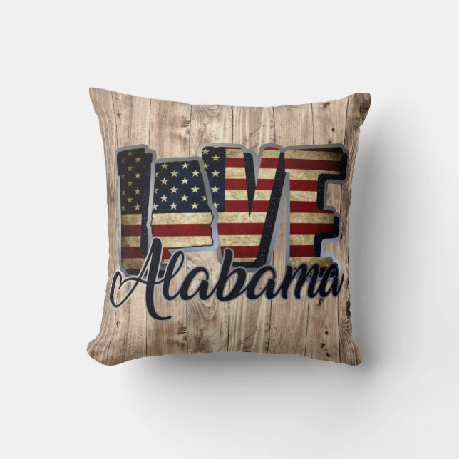Cojín Decorativo Alabama La Estrella De La Bandera Estadounidense Y (Anverso)