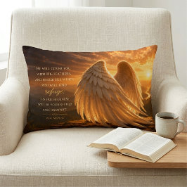 Cojín Decorativo Alas de ángel cristiano Salmo 91:4