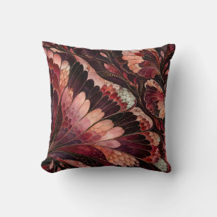 Cojín Decorativo Alas de Mariposa Ornamentales Burdeos Rosado