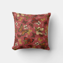 Cojín Decorativo Alas de rubor - Patrón de mariposa rosada