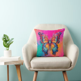 Cojín Decorativo Alas Naranjas azules de mariposa