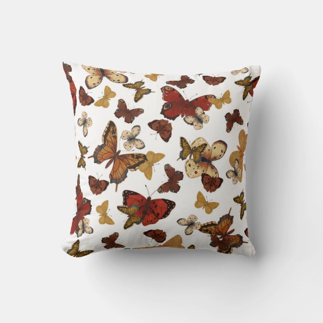 Cojín Decorativo Alas Susurrantes – Mariposas sobre Blanco (Anverso)