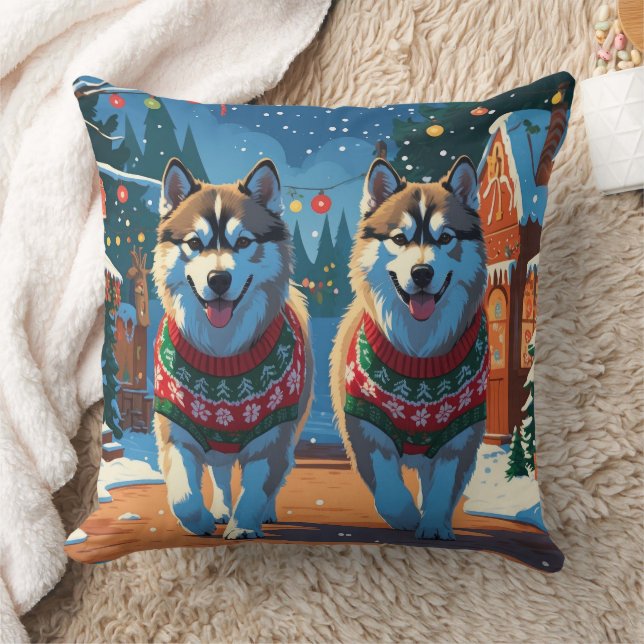Cojín Decorativo Alaskan Malamute Dogs Christmas Snow Holiday  (Manta)