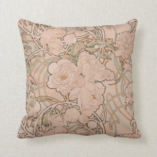 Cojín Decorativo Albaricoque de los Peonies de Mucha