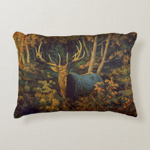 Cojín Decorativo Alce toro en bosque otoñal