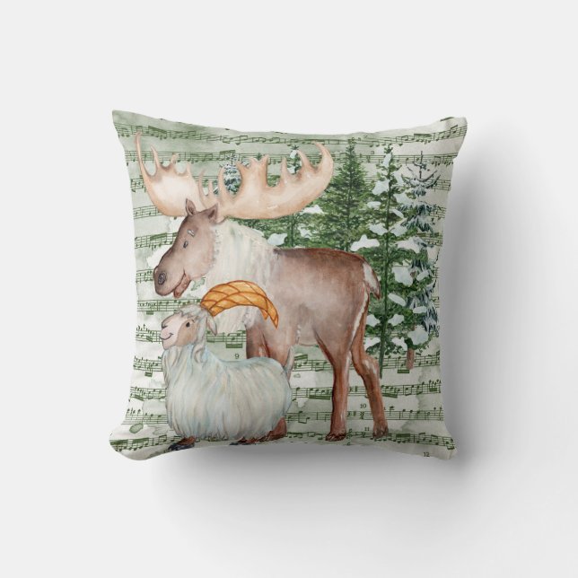 Cojín Decorativo Alce y cabra de invierno (Anverso)