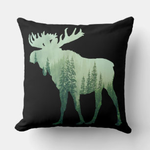Cojín Decorativo Alces Ciervos Y Bosque Naturaleza