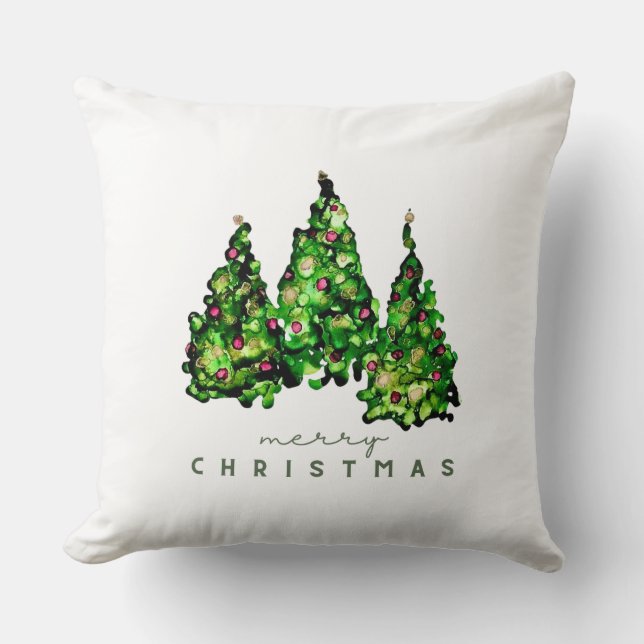 Cojín Decorativo Alcohol Ink Design Christmas Tree Pillow (Anverso)