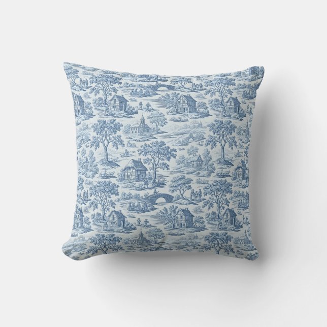 Cojín Decorativo Aldea Blue Toile (Anverso)