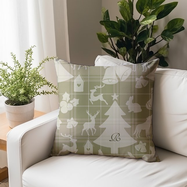 Cojín Decorativo Aldea de Animales Woodland Navidades Monogramas (Subido por el creador)