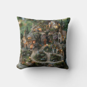 Cojín Decorativo Aldea de Gnome en el tronco de un árbol