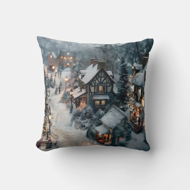 Cojín Decorativo Aldea de invierno (Anverso)