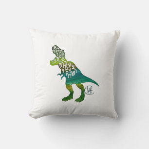 Cojín Decorativo Alefsauro Hebreo Alphabet Dinosaur Art