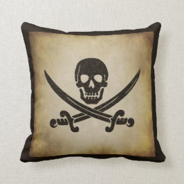 Cojín decorativo alegre de la bandera de pirata de