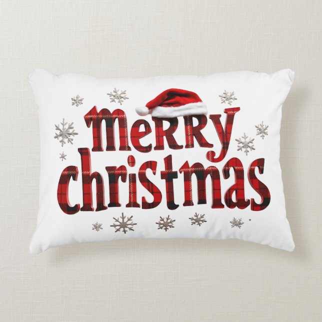 Cojín Decorativo alegre navidad plaid rojo (Anverso)
