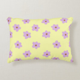 Cojín Decorativo Alegre Retro Floral Amarillo Púrpura y Brillante