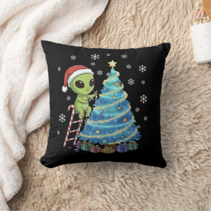 Cojín Decorativo Alegre Santa Alien Adorable Decorando Navidad Espa