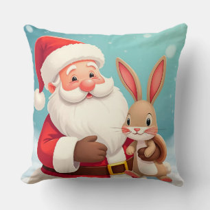Cojín Decorativo Alegre Santa Claus en escena invernal nevada