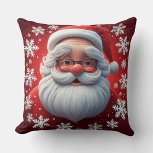 Cojín Decorativo Alegre Santa Claus rodeado de copos de nieve