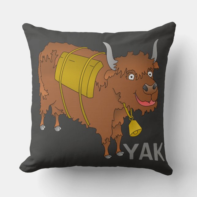 Cojín Decorativo Alegre yak personalizado (Anverso)