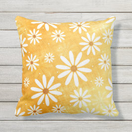 Cojín Decorativo Alegres daisies naranja rústico oro