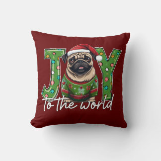 Cojín Decorativo Alegría A Los Navidades De Pug Del Mundo Santa