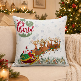 Cojín Decorativo Alegría al mundo trineo de Santa Navidad