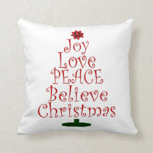 Cojín Decorativo Alegría Amor Paz Navidad Cree