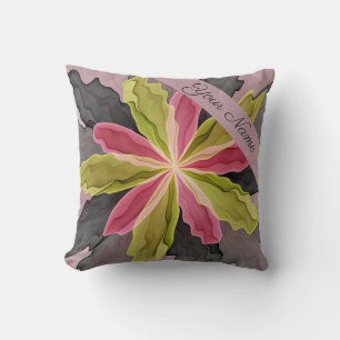 Cojín Decorativo Alegría, Antracita Verde Rosa Nombre Flor De Fanta
