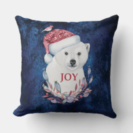 Cojín Decorativo Alegría de los Navidades de pájaro Gorra de oso po