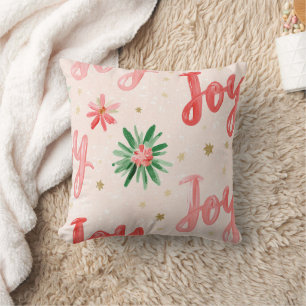 Cojín Decorativo Alegría de Navidad Rosa Roja