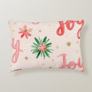 Cojín Decorativo Alegría de Navidad Rosa Rojo