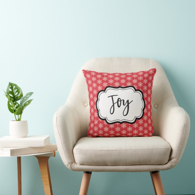 Cojín Decorativo Alegría del patrón del Snowflake rojo (Silla)