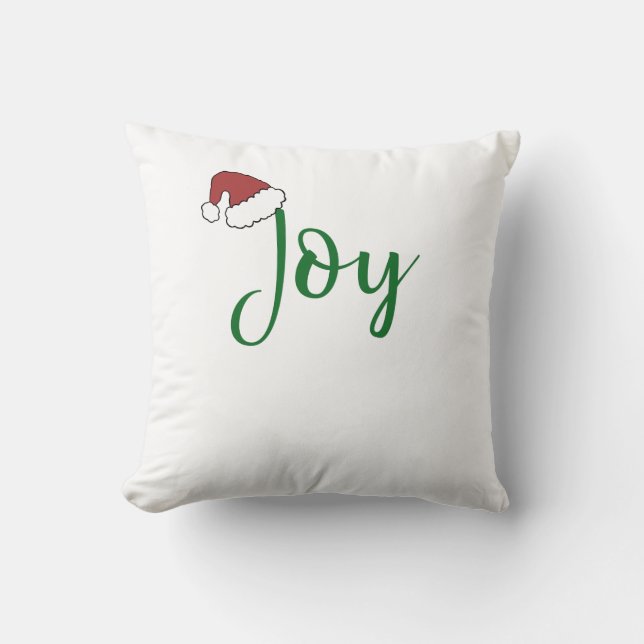 Cojín Decorativo Alegría en verde con Santa Hat (Anverso)