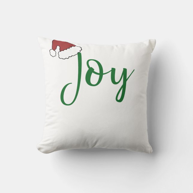 Cojín Decorativo Alegría en verde con Santa Hat (Anverso)
