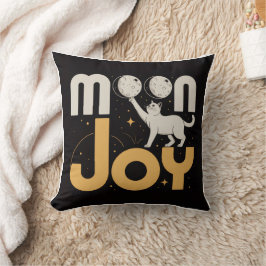 Cojín Decorativo ALEGRÍA LUNAR Gato y Luna Futurista Minimalista