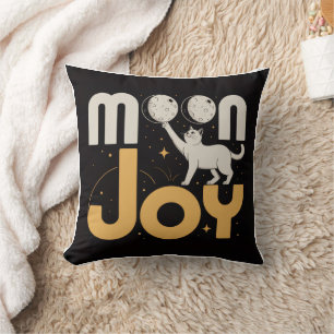 Cojín Decorativo ALEGRÍA LUNAR Gato y Luna Futurista Minimalista