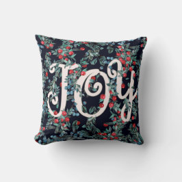 Cojín Decorativo ¡Alegría! Patrón festivo de bayas rojas de Navidad