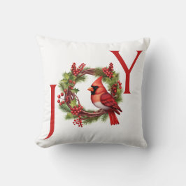 Cojín Decorativo Alegría | Wreath acuarela con cardenal rojo